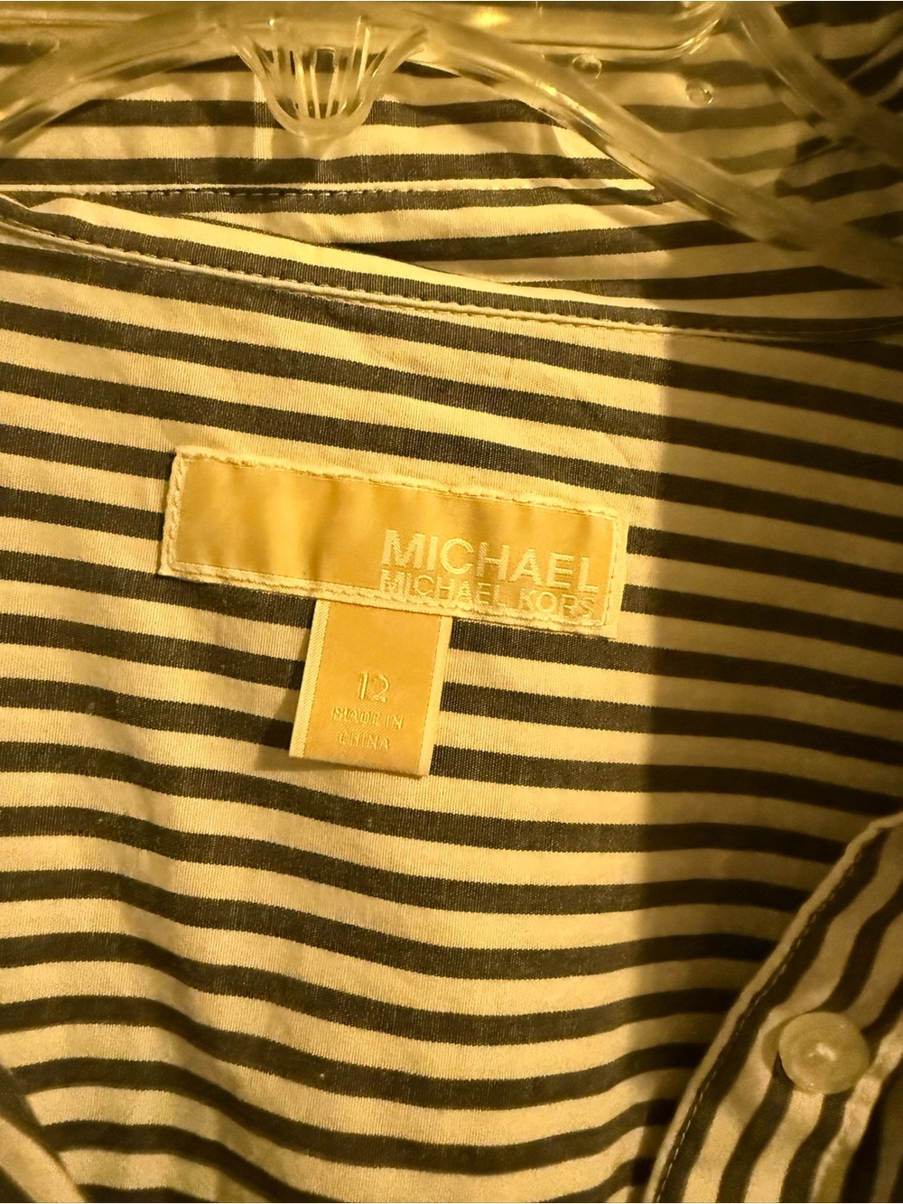 Michael Kors Women’s Black and White Striped Button-Down Dress